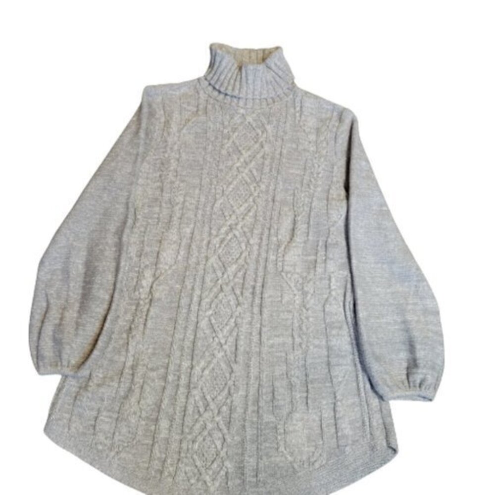 Style & Co Grey Marled Cable Knit Turtle Neck Sweater Size Medium